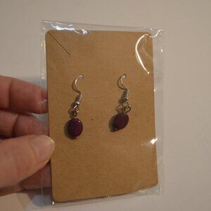 Unnamed Earrings Handmade Hanging Flat Drops Beads Brown Red Acrylic Steel Girls